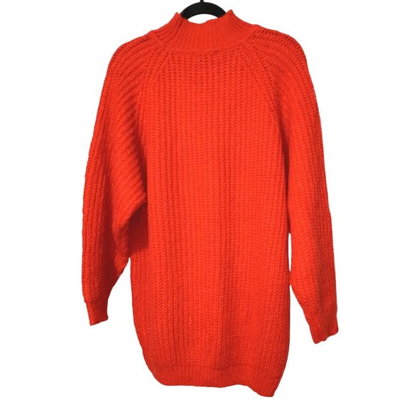Vintage Sostanza Sweater Womens Size M Pumpkin Orange Pullover NOS Oversized 80s - Picture 6 of 11
